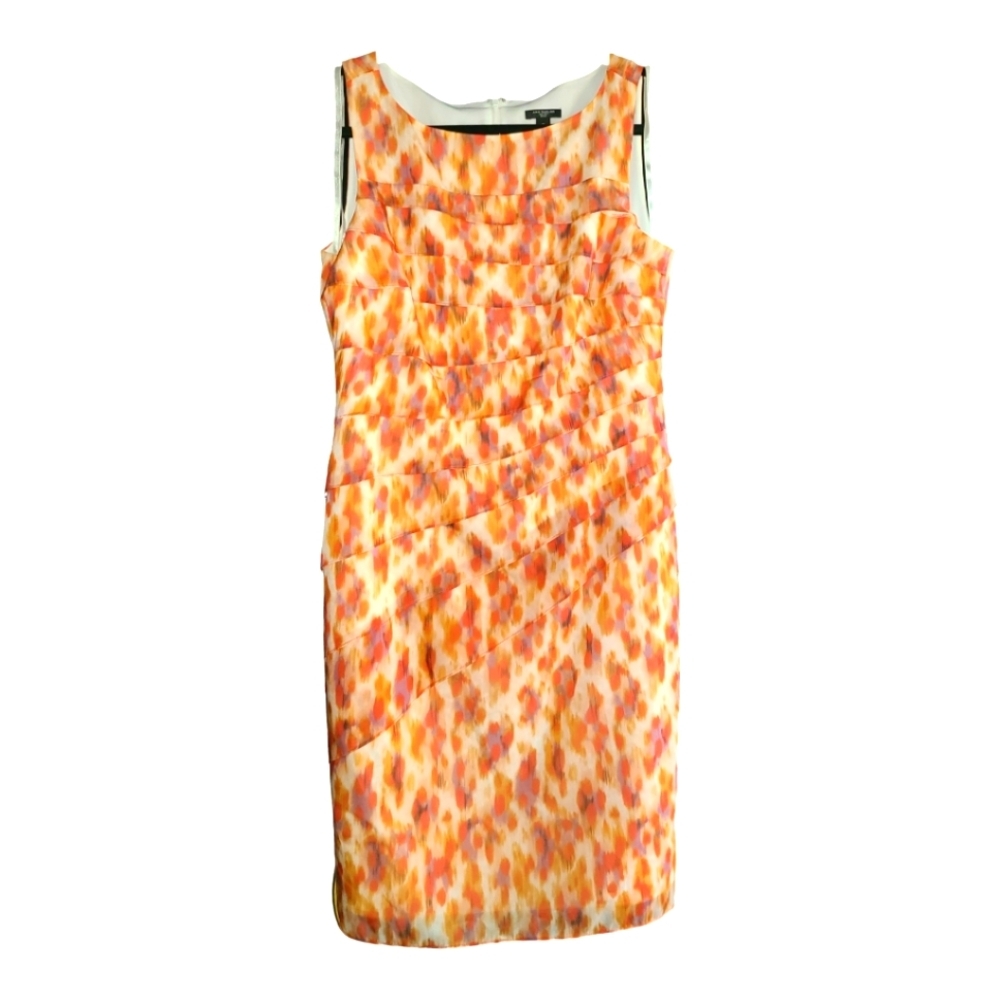 Ann Taylor SILK blend Sheath tiered‎ ruffles Women’s Dress watercolor dress  6